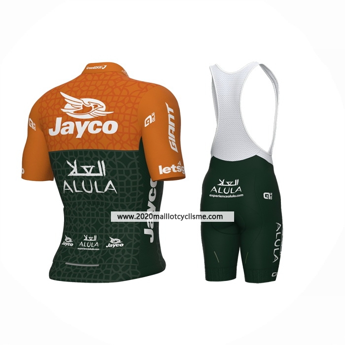 2024 Maillot Cyclisme Jayco AlUla Orange Vert Manches Courtes Et Cuissard